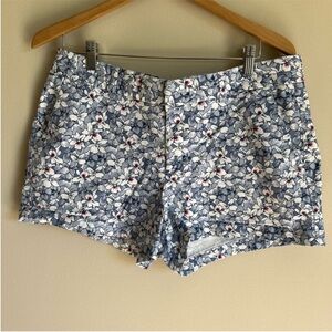 GAP Women's City 3 Inch Short Blue & Red Floral Print 97% Cotton Summer Size 14